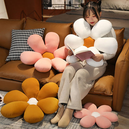 SOGA Coffee Daisy Flower Shape Cushion Soft Leaning Bedside Pad Floor Plush Pillow Home Decor-Chair &amp; Sofa Cushions-PEROZ Accessories