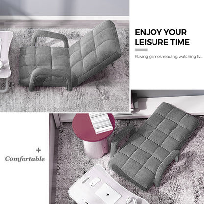 SOGA 2X Foldable Lounge Cushion Adjustable Floor Lazy Recliner Chair with Armrest Grey-PEROZ Accessories