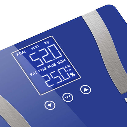 SOGA 2X Glass LCD Digital Body Fat Scale Bathroom Electronic Gym Water Weighing Scales Blue Purple-Body Weight Scales-PEROZ Accessories