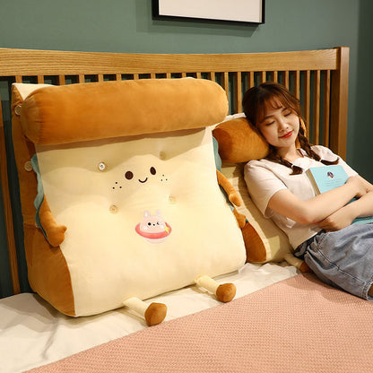 SOGA 2X Smiley Face Toast Bread Wedge Cushion Stuffed Plush Cartoon Back Support Pillow Home Decor-PEROZ Accessories