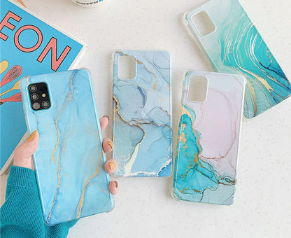Anymob Samsung Phone Case Sky Blue Marble Mobile Cover For S21 Plus Ultra S10 Plus S20 Plus Ultra S20 FE Lite Note 10 A50 30S 50S A51 A71 S22-Mobile Phone Cases-PEROZ Accessories