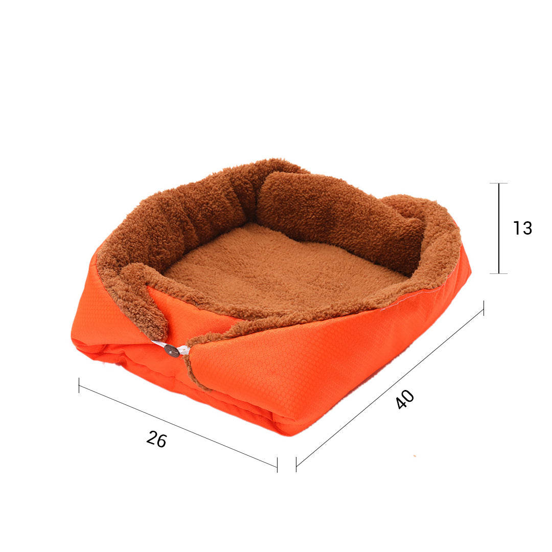 SOGA Orange Dual purpose Cushion Nest Cat Dog Bed Warm Plush Kennel Mat Pet Home Travel Essentials-Pet Carriers &amp; Travel Products-PEROZ Accessories