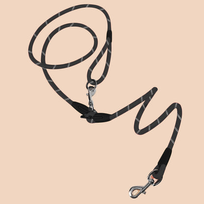 SOGA 220cm Multifunction Hands Free Rope Pet Cat Dog Puppy Double Ended Leash for Walking Training Tracking Obedience Black-Dog Collars-PEROZ Accessories