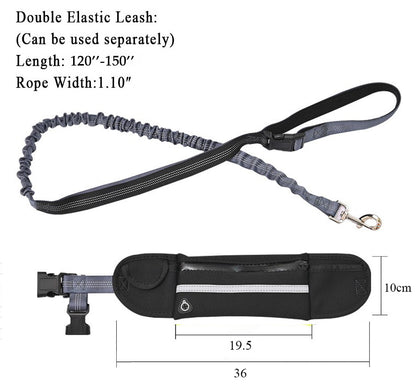 SOGA Black Adjustable Hands Free Pet Leash Bag Dog Lead Walking Running Jogging Pet Essentials-Dog Collars-PEROZ Accessories