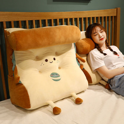 SOGA 2X Smiley Face Toast Bread Wedge Cushion Stuffed Plush Cartoon Back Support Pillow Home Decor-PEROZ Accessories