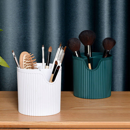 SOGA 2 Tier Pink Countertop Cosmetic Makeup Brush Lipstick Holder Organiser and 20cm Rechargeable LED Light Tabletop Mirror Set-Makeup Organisers-PEROZ Accessories