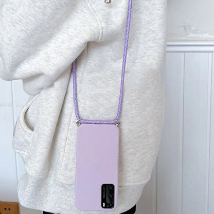 Anymob Huawei Phone Case Light Pink Necklace Lanyard Crossbody Cord Rope Soft Silicone-Mobile Phone Cases-PEROZ Accessories