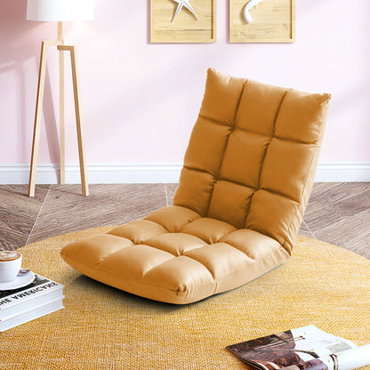 SOGA 2X Yellow Lounge Floor Recliner Adjustable Gaming Sofa Bed Foldable Indoor Outdoor Backrest Seat Home Office Decor-Recliner Chair-PEROZ Accessories