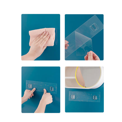 SOGA 2X 39cm Oval Wall Mounted Mirror Storage Box Vanity Mirror Rack Bathroom Adhesive Shelf Home Organiser Decor-Makeup Organisers-PEROZ Accessories
