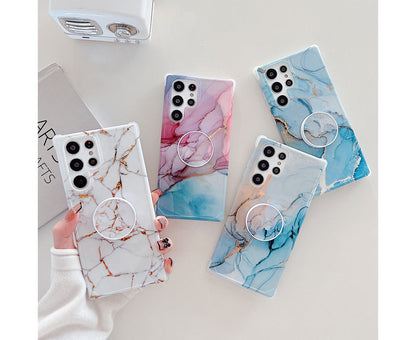 Anymob Samsung Phone Case Style Crack Granite Marble Fold Holder Soft Cover White For S22 Ultra S21 Plus Note 20 S20 FE S10 A51 A71 A50-Mobile Phone Cases-PEROZ Accessories