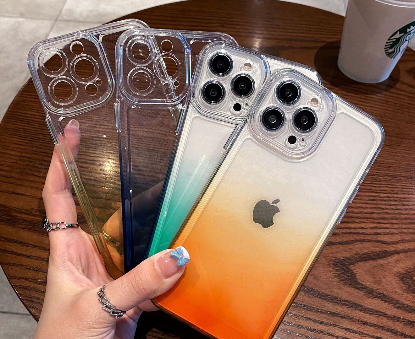 Anymob iPhone Case Neon Blue Gradient Transparent Shockproof Camera Protection Mobile Cover iPhone13 12 11 X XR XS Pro Max-Mobile Phone Cases-PEROZ Accessories