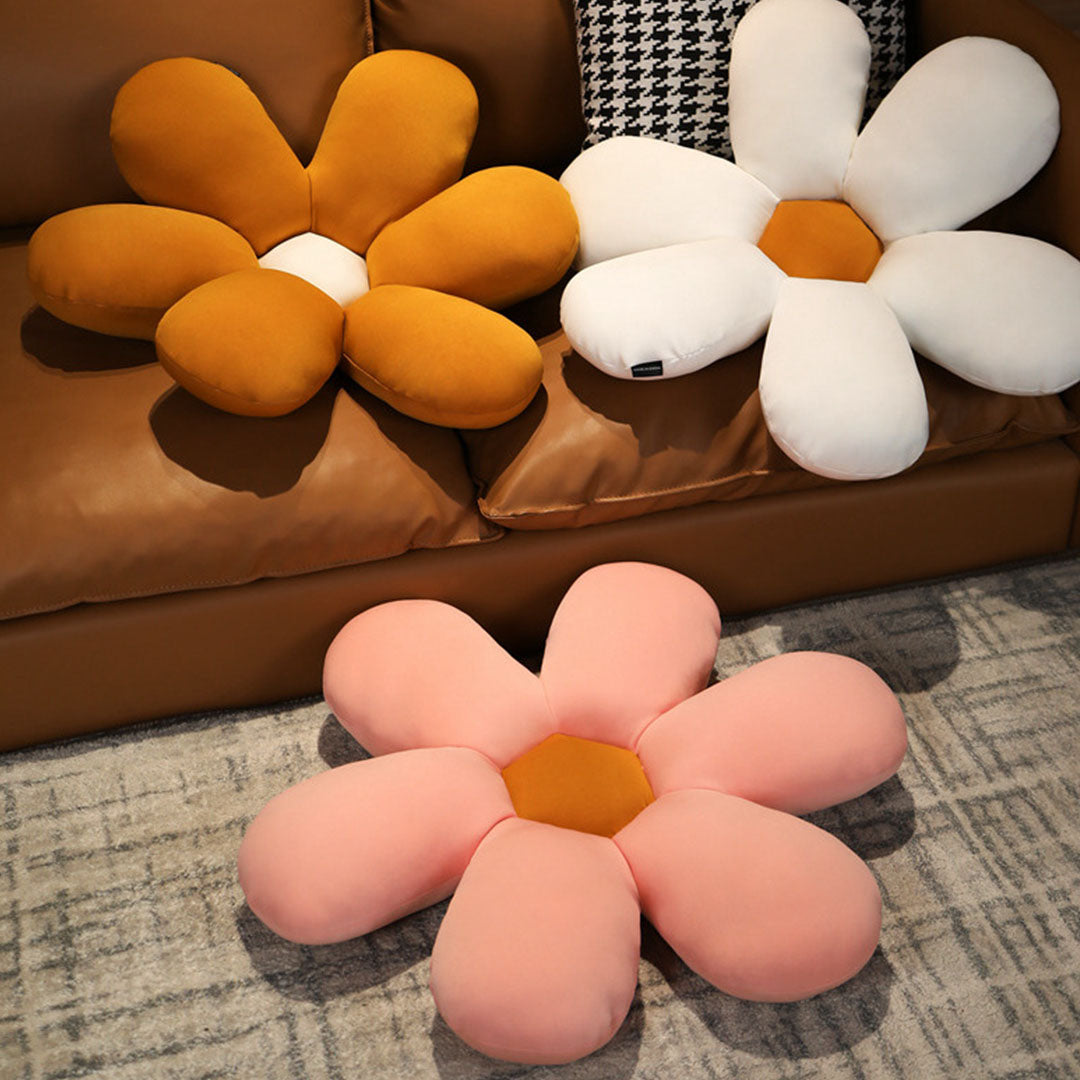 SOGA Coffee Daisy Flower Shape Cushion Soft Leaning Bedside Pad Floor Plush Pillow Home Decor-Chair &amp; Sofa Cushions-PEROZ Accessories