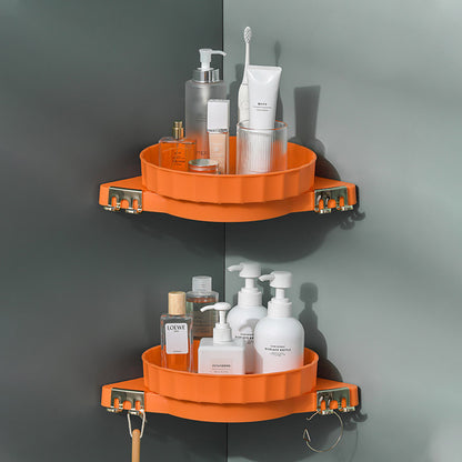SOGA 2X Orange 360 Degree Wall Mounted Rotating Bathroom Organiser Corner Vanity Rack Toilet Adhesive Storage Shelf-Bathroom Storage-PEROZ Accessories