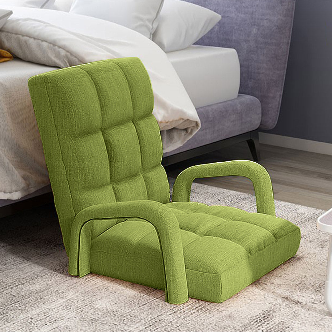 SOGA 2X Foldable Lounge Cushion Adjustable Floor Lazy Recliner Chair with Armrest Yellow Green-Recliner Chair-PEROZ Accessories