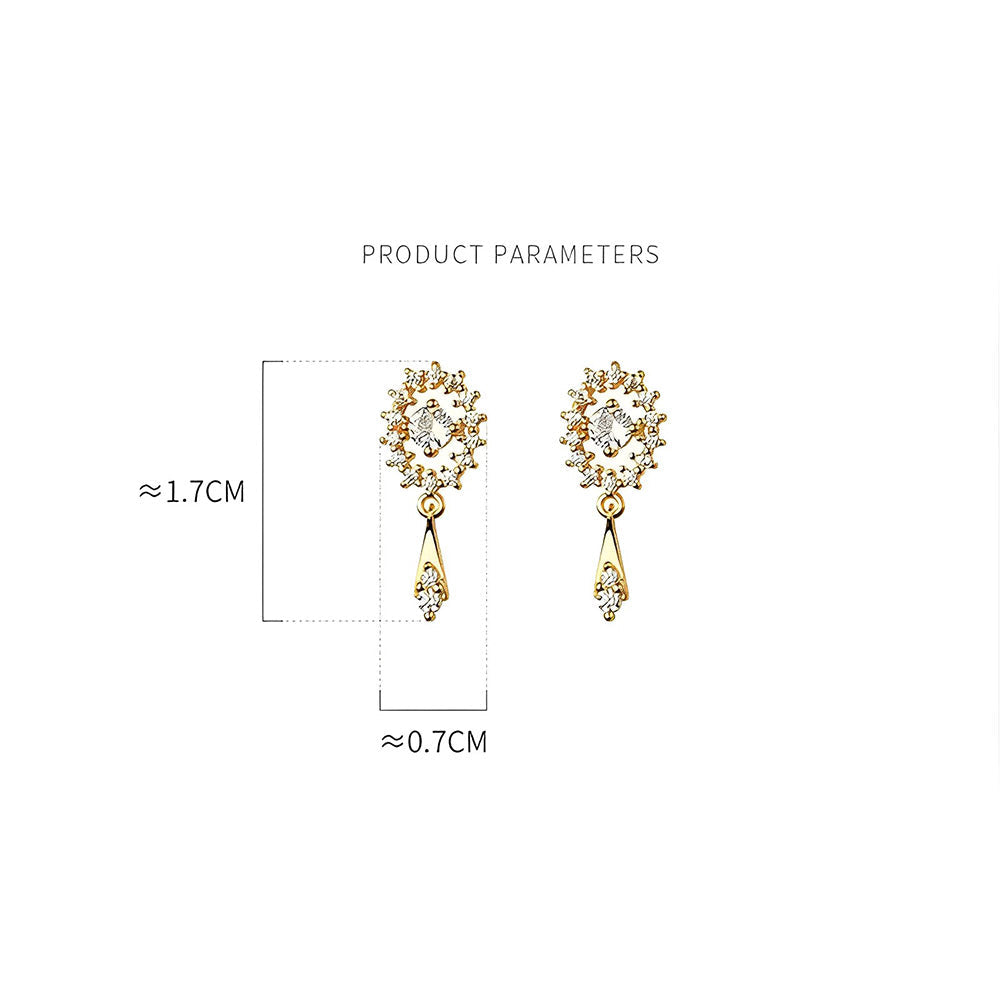 Anyco Fashion Earrings Golden Luxury Full Zircon Elegant Oval Stud for Women Trendy Charm Wedding Anniversary Jewelry Gift-Earrings-PEROZ Accessories