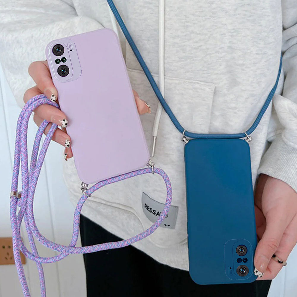 Anymob Xiaomi Phone Case Pink Crossbody Lanyard Soft Silicon For Mi 11T Pro 11 Lite Redmi Note 10 9 Pro Max 10S 9T Mi POCO X3 Compatible-Mobile Phone Cases-PEROZ Accessories