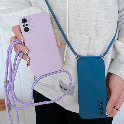 Anymob Xiaomi Phone Case Pink Crossbody Lanyard Soft Silicon For Mi 11T Pro 11 Lite Redmi Note 10 9 Pro Max 10S 9T Mi POCO X3 Compatible-Mobile Phone Cases-PEROZ Accessories