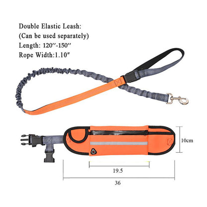 SOGA 2X Orange Adjustable Hands Free Pet Leash Bag Dog Lead Walking Running Jogging Pet Essentials-Dog Collars-PEROZ Accessories