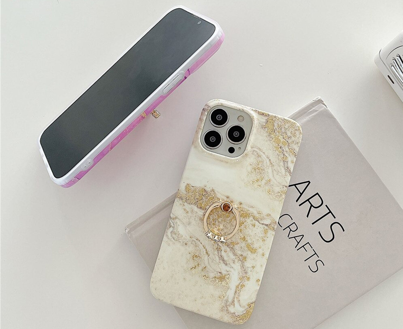 Anymob iPhone Case Sky Blue Glitter Marble Pattern Ring Holder Stand Soft Silicone Shockproof Mobile Cover 12 11 13 Pro Max-Mobile Phone Cases-PEROZ Accessories