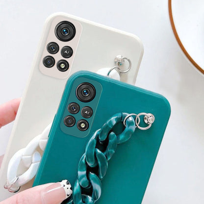 Anymob Xiaomi Phone Case White Gold Wrist Chain Marble Bracelet Silicone For POCO X3 Xiaomi 11T 11Lite Redmi Note 10 10S 10Pro 9S-Mobile Phone Cases-PEROZ Accessories
