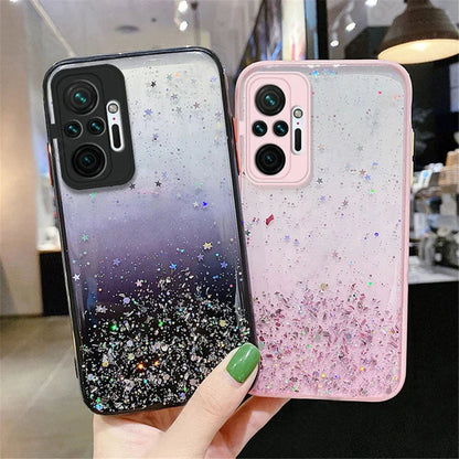 Anymob Xiaomi Phone Case Black Gradient Sequins Glitter Silicone Mobile Cover- Note 10 9 8 Pro 10S 9A 9C 9T Mi 11 Lite Poco X3 F3 M3-Mobile Phone Cases-PEROZ Accessories