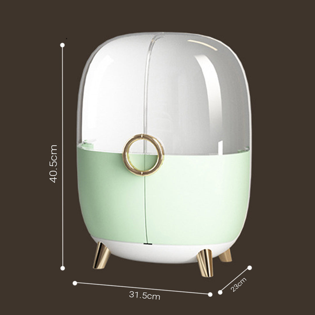 SOGA Green Transparent Countertop Makeup Organiser Cosmetic Storage Waterproof Dustproof Bathroom Skincare Holder with Lid-Makeup Organisers-PEROZ Accessories