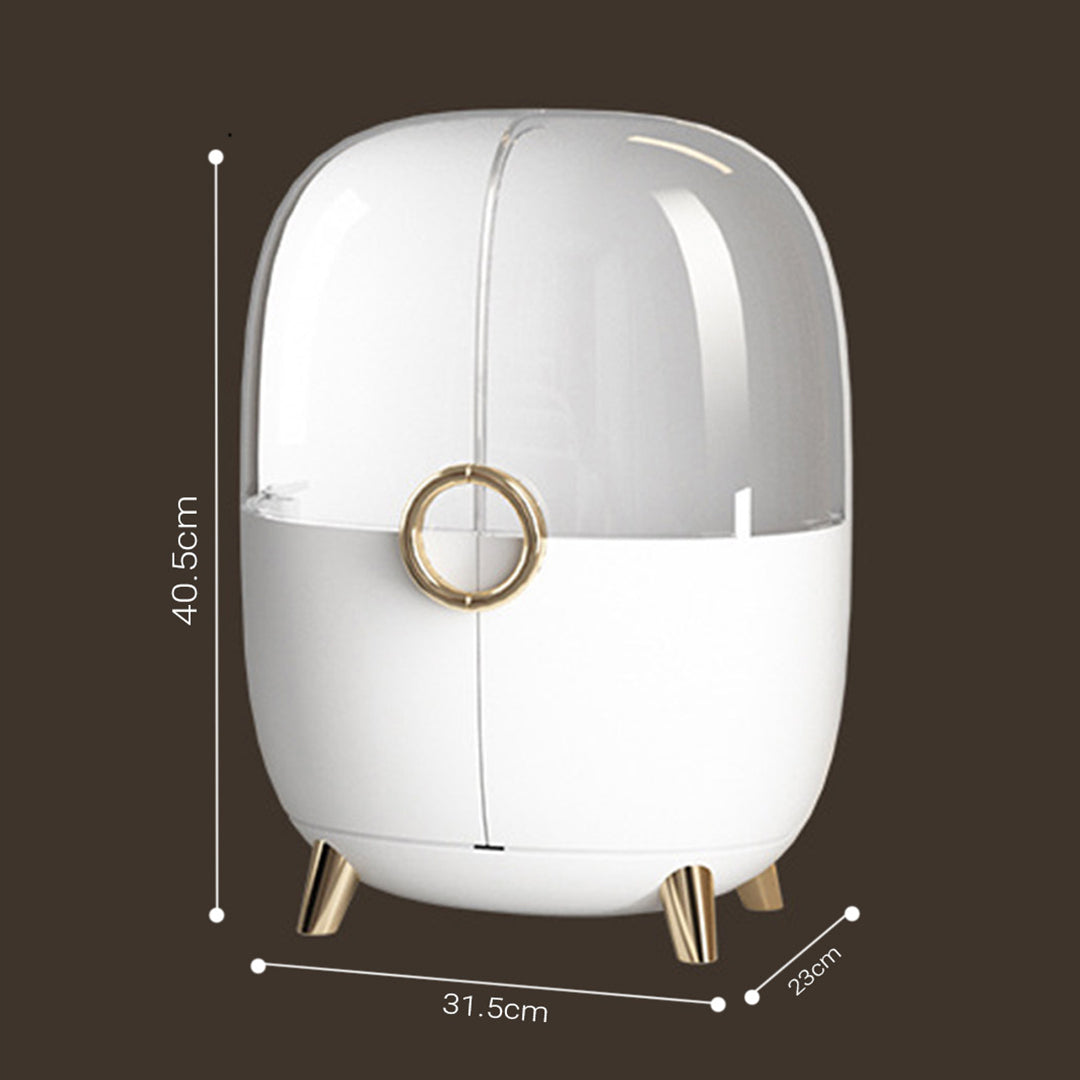 SOGA 2X White Transparent Countertop Makeup Organiser Cosmetic Storage Waterproof Dustproof Bathroom Skincare Holder with Lid-Makeup Organisers-PEROZ Accessories