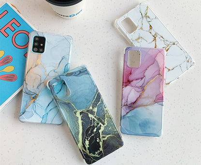Anymob Samsung Phone Case Sky Blue Marble Mobile Cover For S21 Plus Ultra S10 Plus S20 Plus Ultra S20 FE Lite Note 10 A50 30S 50S A51 A71 S22-Mobile Phone Cases-PEROZ Accessories