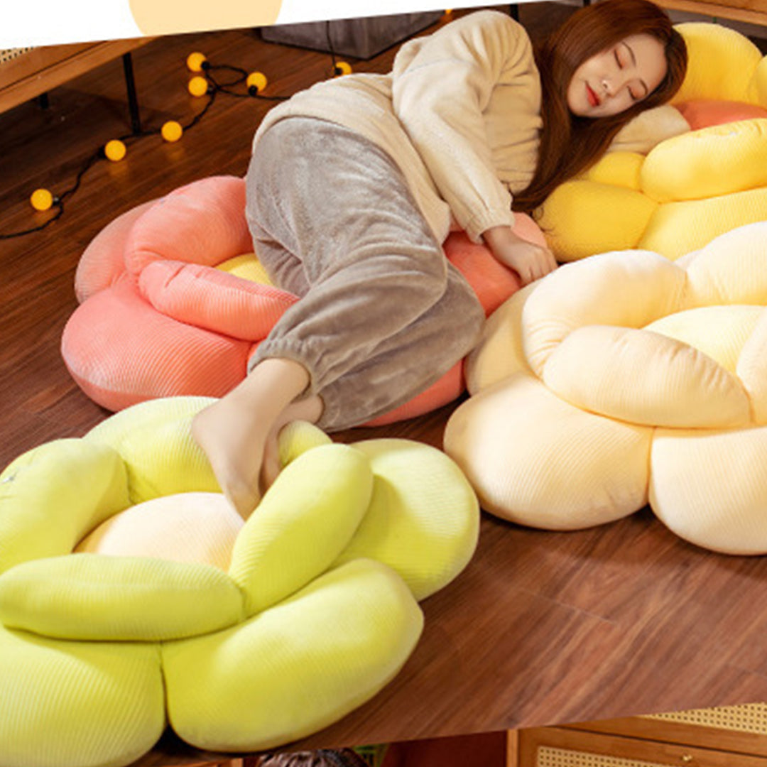 SOGA Beige Double Flower Shape Cushion Soft Bedside Floor Plush Pillow Home Decor-Chair &amp; Sofa Cushions-PEROZ Accessories