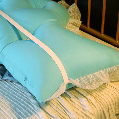 SOGA 2X 120cm Light Blue Princess Bed Pillow Headboard Backrest Bedside Tatami Sofa Cushion with Ruffle Lace Home Decor-Headboard Pillow-PEROZ Accessories