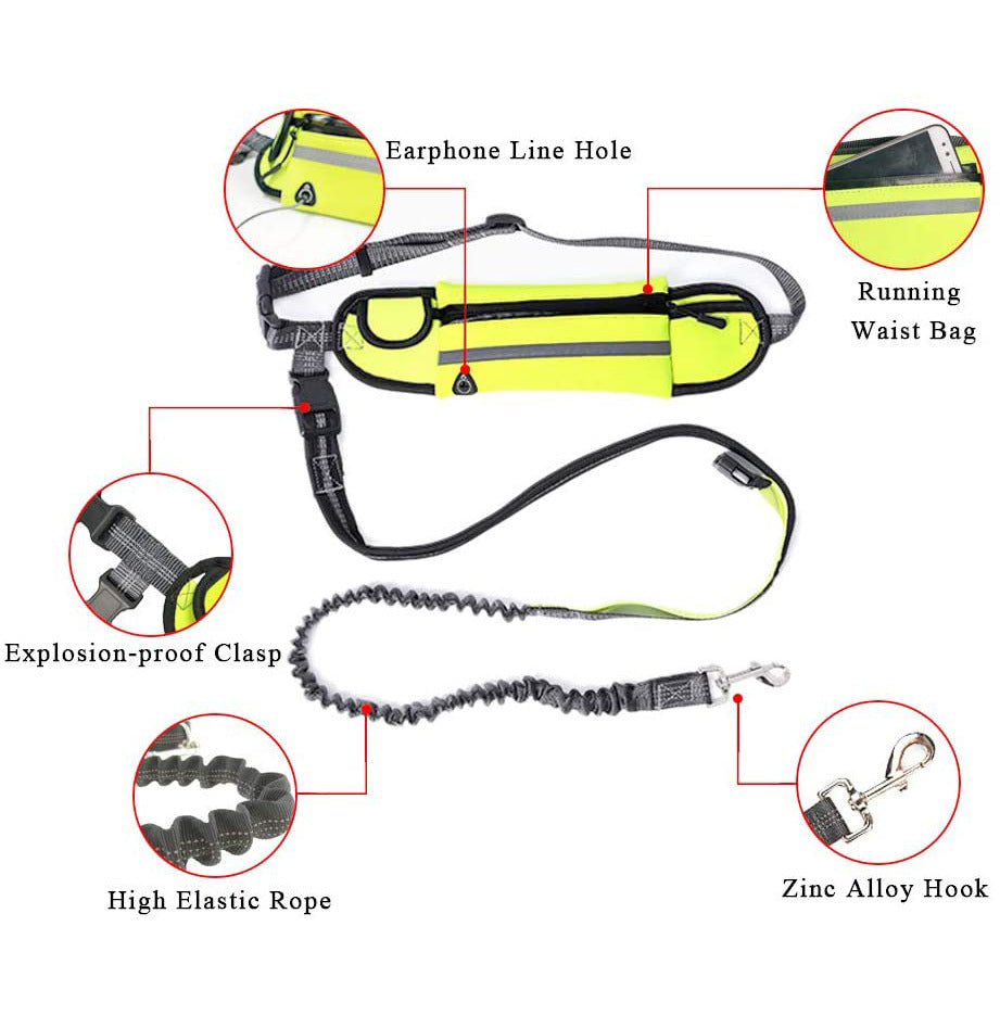 SOGA Black Adjustable Hands Free Pet Leash Bag Dog Lead Walking Running Jogging Pet Essentials-Dog Collars-PEROZ Accessories