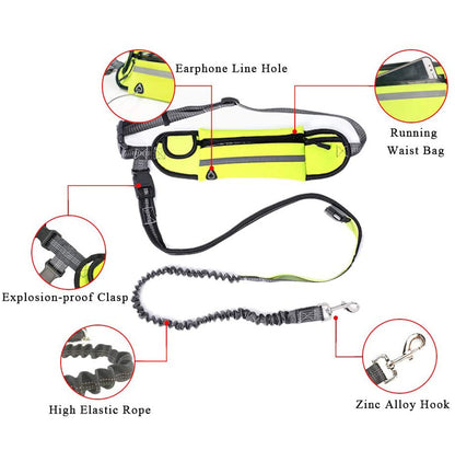 SOGA Black Adjustable Hands Free Pet Leash Bag Dog Lead Walking Running Jogging Pet Essentials-Dog Collars-PEROZ Accessories