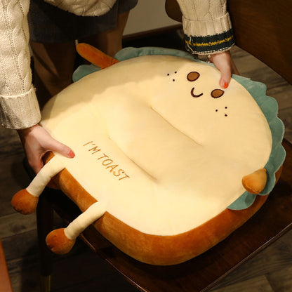 SOGA 2X Smiley Face Toast Bread Cushion Stuffed Car Seat Plush Cartoon Back Support Pillow Home Decor-Chair &amp; Sofa Cushions-PEROZ Accessories