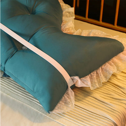 SOGA 120cm Blue Green Princess Bed Pillow Headboard Backrest Bedside Tatami Sofa Cushion with Ruffle Lace Home Decor-Headboard Pillow-PEROZ Accessories