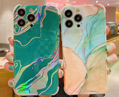 Anymob iPhone Case Blush Laser Marble Shockproof Firm Flex Mobile Cover For iPhone 13 12 11 Pro Max Compatible-Mobile Phone Cases-PEROZ Accessories