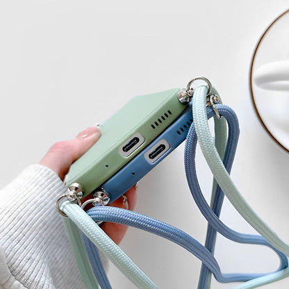 Anymob Samsung Phone Case Blue Crossbody Necklace Lanyard-Mobile Phone Cases-PEROZ Accessories