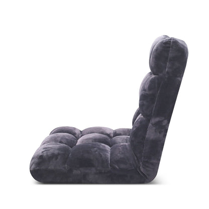 SOGA Floor Recliner Folding Lounge Sofa Futon Couch Folding Chair Cushion Grey-Recliner Chair-PEROZ Accessories