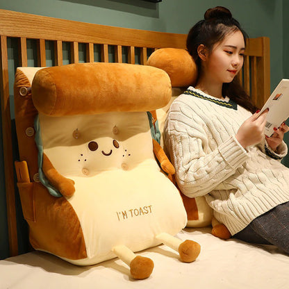 SOGA Smiley Face Toast Bread Wedge Cushion Stuffed Plush Cartoon Back Support Pillow Home Decor-PEROZ Accessories