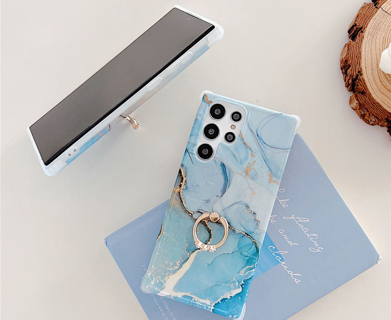 Anymob Samsung Phone Case Sky Blue Crack Granite Marble For S22 Ultra S21 Plus S20 FE S10 A51 A71 A50 A30S Note 10 20-Mobile Phone Cases-PEROZ Accessories