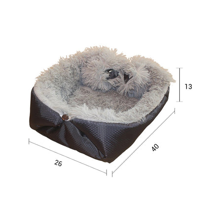 SOGA Black Dual purpose Cushion Nest Cat Dog Bed Warm Plush Kennel Mat Pet Home Travel Essentials-Pet Carriers &amp; Travel Products-PEROZ Accessories