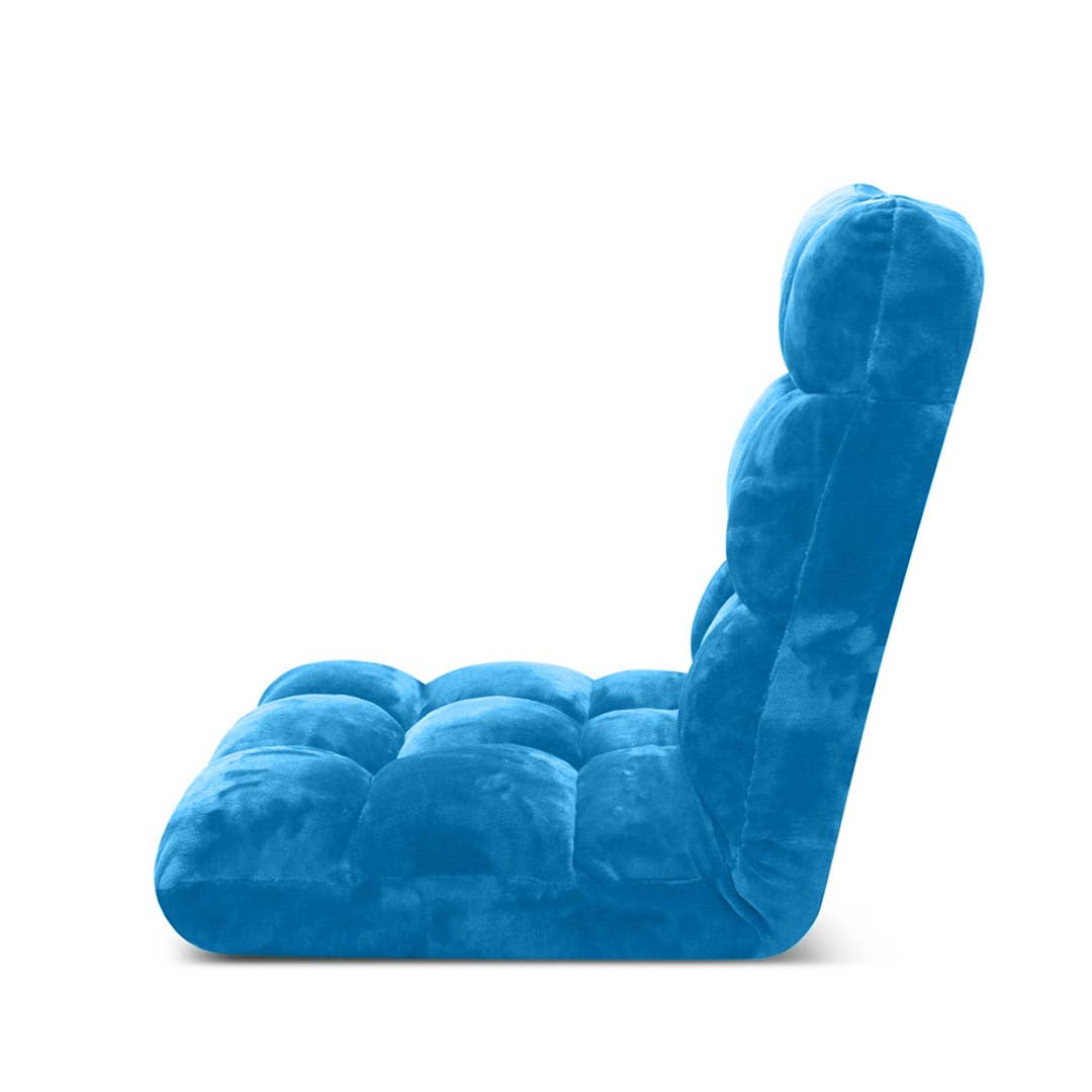 SOGA 2X Floor Recliner Folding Lounge Sofa Futon Couch Folding Chair Cushion Blue-Recliner Chair-PEROZ Accessories