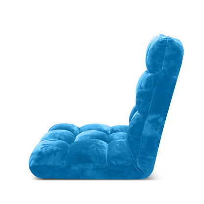 SOGA 2X Floor Recliner Folding Lounge Sofa Futon Couch Folding Chair Cushion Blue-Recliner Chair-PEROZ Accessories