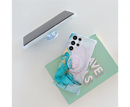 Anymob Samsung Phone Case Style Crack Granite Marble Fold Holder Soft Cover Ocean Blue For S22 Ultra S21 Plus Note 20 S20 FE S10 A51 A71 A50-Mobile Phone Cases-PEROZ Accessories