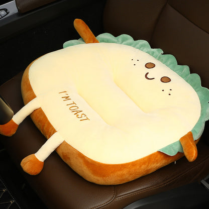 SOGA Cute Face Toast Bread Cushion Stuffed Car Seat Plush Cartoon Back Support Pillow Home Decor-Chair &amp; Sofa Cushions-PEROZ Accessories