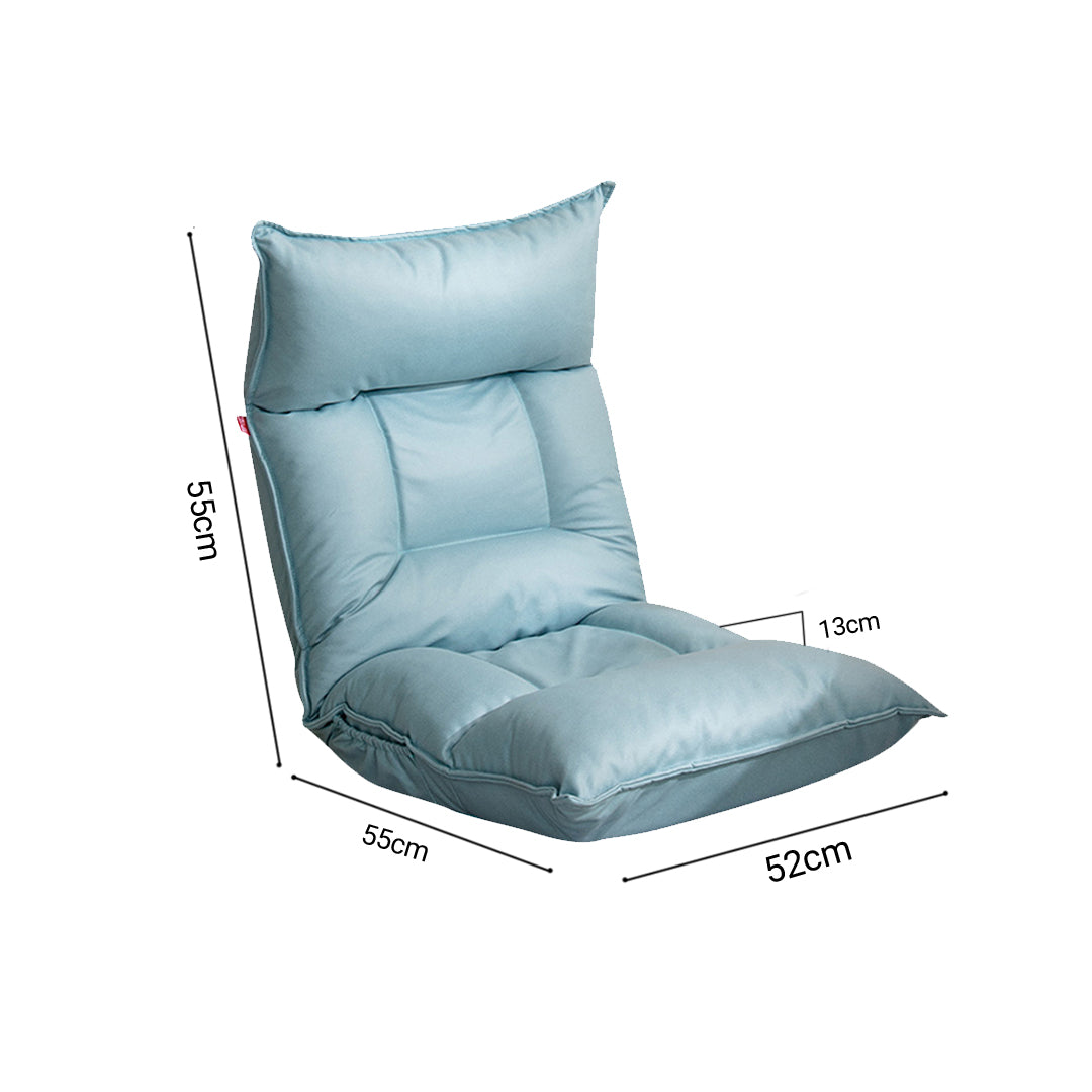 SOGA Blue Lounge Recliner Lazy Sofa Bed Tatami Cushion Collapsible Backrest Seat Home Office Decor-Headboard Pillow-PEROZ Accessories
