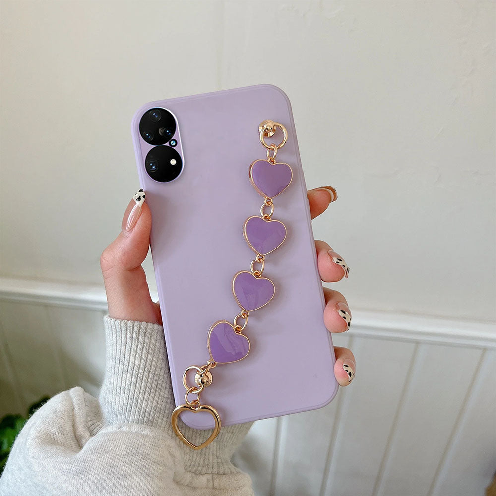Anymob Huawei Phone Case Lavender Heart Shape Strap Soft Silicone Back Cover-Mobile Phone Cases-PEROZ Accessories