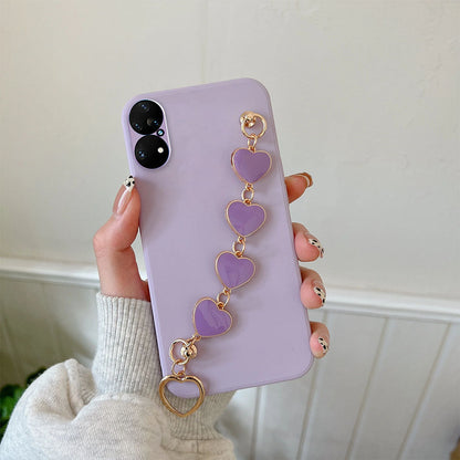 Anymob Huawei Phone Case Lavender Heart Shape Strap Soft Silicone Back Cover-Mobile Phone Cases-PEROZ Accessories