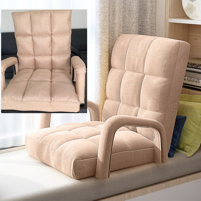SOGA 2X Foldable Lounge Cushion Adjustable Floor Lazy Recliner Chair with Armrest Khaki-Recliner Chair-PEROZ Accessories