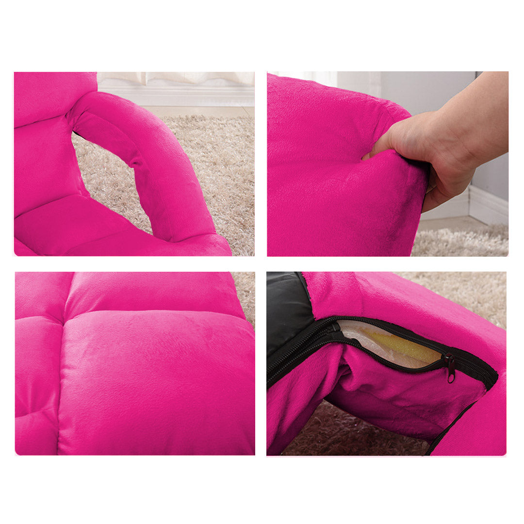 SOGA 4X Foldable Lounge Cushion Adjustable Floor Lazy Recliner Chair with Armrest Pink - Kid-Recliner Chair-PEROZ Accessories