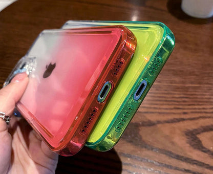 Anymob iPhone Case Neon Blue Gradient Transparent Shockproof Camera Protection Mobile Cover iPhone13 12 11 X XR XS Pro Max-Mobile Phone Cases-PEROZ Accessories